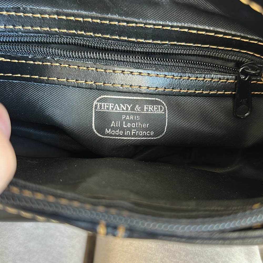 Tiffany & Fred Paris Leather Satchel Black/Tan - Picture 6 of 12